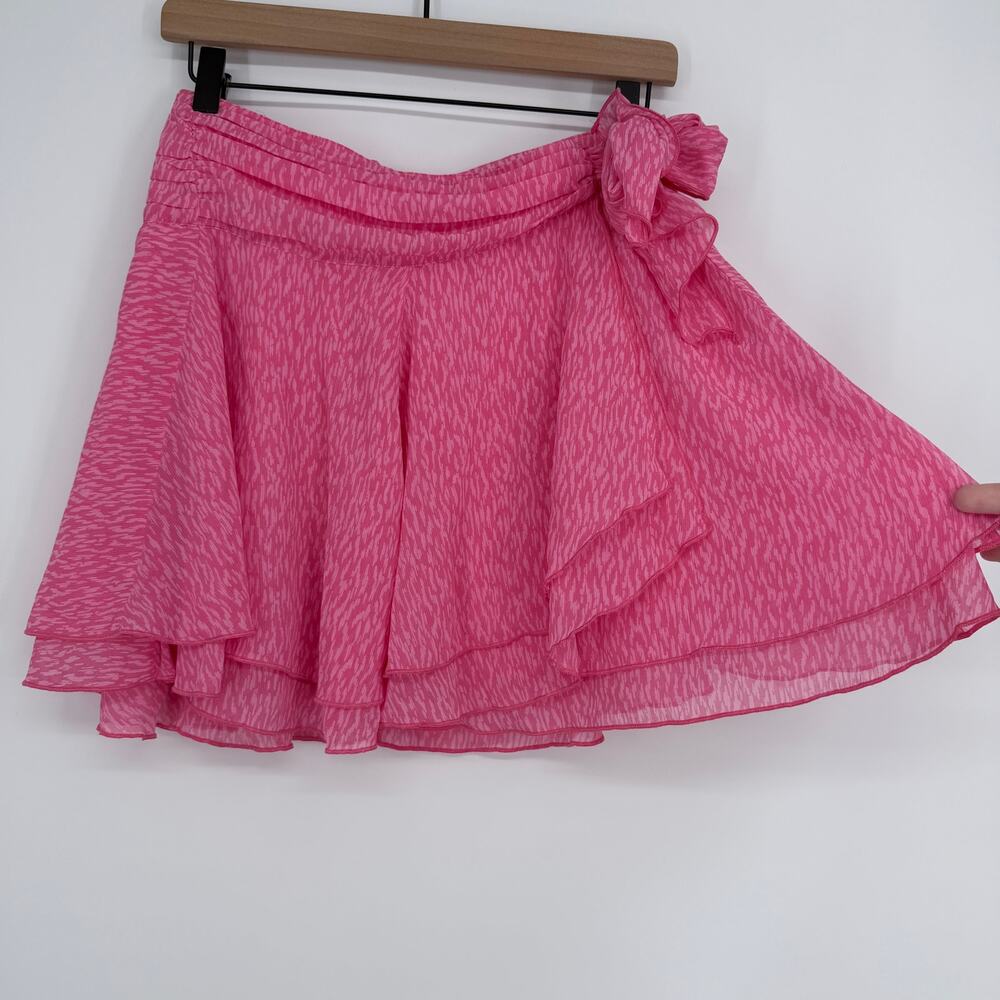 Aerie Pink Chiffon Wrap Mini Skirt Flowy Tiered New Womens Medium - Picture 5 of 11